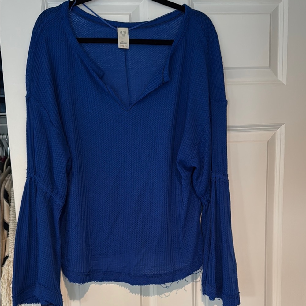 Women's Blue V-Neck Top